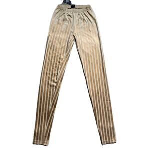 NWT Women's Authentic Icon Apparel Gold Stripe Leggings, XS, Festival Girl